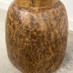 Rustic Reclaimed Wood Drum Accent Table