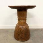 Rustic Reclaimed Wood Drum Accent Table