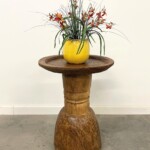 Rustic Reclaimed Wood Drum Accent Table