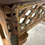 Primitive Carved Panel Small Bench Reclaimed Wood