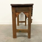 Primitive Carved Panel Small Bench Reclaimed Wood