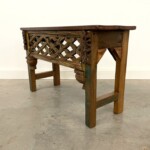 Primitive Carved Panel Small Bench Reclaimed Wood