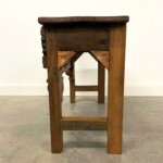 Primitive Carved Panel Small Bench Reclaimed Wood