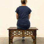 Primitive Carved Panel Small Bench Reclaimed Wood