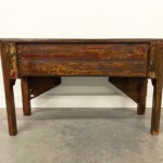 Small Carved Rustic Accent Bench Reclaimed Teak