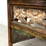 Small Carved Rustic Accent Bench Reclaimed Teak