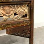 Small Carved Rustic Accent Bench Reclaimed Teak