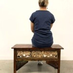 Small Carved Rustic Accent Bench Reclaimed Teak