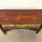 Small Carved Rustic Accent Bench Reclaimed Teak
