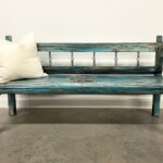 Distressed Painted Rustic Reclaimed Wood Bench