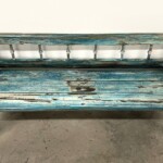 Distressed Painted Rustic Reclaimed Wood Bench