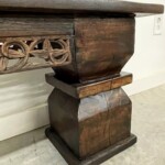 Narrow Reclaimed Wood Bench with Vintage Architectural Pedestal Legs