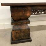 Narrow Reclaimed Wood Bench with Vintage Architectural Pedestal Legs