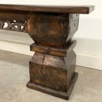 Narrow Reclaimed Wood Bench with Vintage Architectural Pedestal Legs