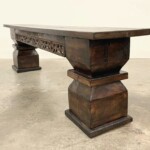 Narrow Reclaimed Wood Bench with Vintage Architectural Pedestal Legs