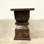 Narrow Reclaimed Wood Bench with Vintage Architectural Pedestal Legs