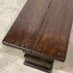 Narrow Reclaimed Wood Bench with Vintage Architectural Pedestal Legs