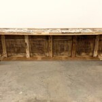 Carved Panel Mosaic Reclaimed Teak Bench