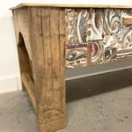Carved Panel Mosaic Reclaimed Teak Bench