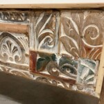 Carved Panel Mosaic Reclaimed Teak Bench