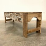 Carved Panel Mosaic Reclaimed Teak Bench