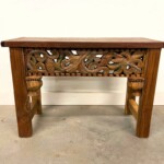 Old Panel Reclaimed Wood Small Bench Side Table