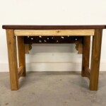 Old Panel Reclaimed Wood Small Bench Side Table