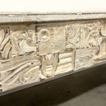 Rustic Distressed Whitewashed Carved Bench Reclaimed Wood