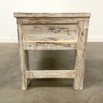 Rustic Distressed Whitewashed Carved Bench Reclaimed Wood