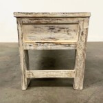 Rustic Distressed Whitewashed Carved Bench Reclaimed Wood