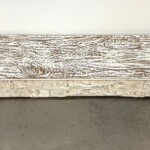 Rustic Distressed Whitewashed Carved Bench Reclaimed Wood