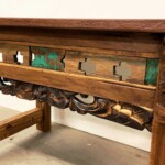 Small Carved Accent Bench Side Table Reclaimed Wood