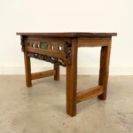 Small Carved Accent Bench Side Table Reclaimed Wood
