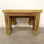 Small Rustic Carved Bench Side Table Reclaimed Wood