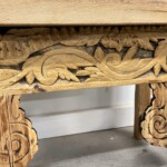 Small Rustic Carved Bench Side Table Reclaimed Wood