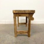 Small Rustic Carved Bench Side Table Reclaimed Wood