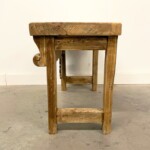 Small Rustic Carved Bench Side Table Reclaimed Wood