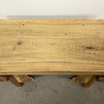Small Rustic Carved Bench Side Table Reclaimed Wood
