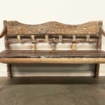 Whitewashed Carved Reclaimed Wood Bench