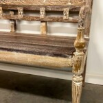 Whitewashed Carved Reclaimed Wood Bench