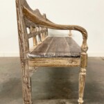 Whitewashed Carved Reclaimed Wood Bench