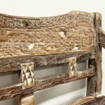 Whitewashed Carved Reclaimed Wood Bench