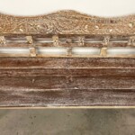 Whitewashed Carved Reclaimed Wood Bench