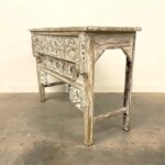 Whitewashed Reclaimed Teak Carved Console Table