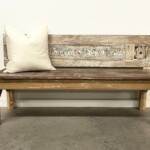 Carved Panel Whitewashed Reclaimed Wood Bench