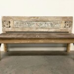 Carved Panel Whitewashed Reclaimed Wood Bench Carved Panel Whitewashed Reclaimed Wood Bench