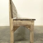 Carved Panel Whitewashed Reclaimed Wood Bench