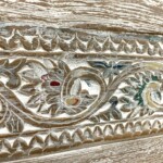 Carved Panel Whitewashed Reclaimed Wood Bench