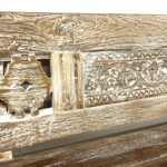 Carved Panel Whitewashed Reclaimed Wood Bench