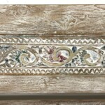 Carved Panel Whitewashed Reclaimed Wood Bench